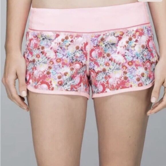 Lululemon Run Speed Short Flowabunga Mini Multi Bleached Coral 2.5” - Picture 1 of 8